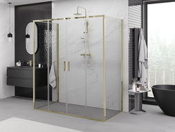 Mexen Exo-3S trīspusēja bīdāmā dušas kabīne 190 x 80 cm, caurspīdīga, zelta - 8152-190-080-50-00-3S