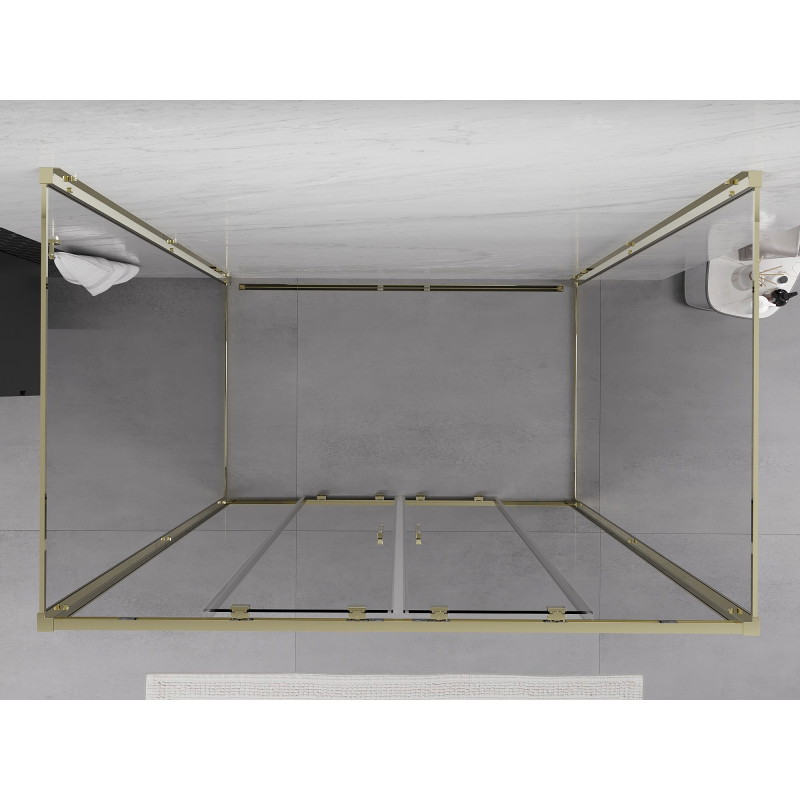 Mexen Exo-S Duo 3S cabine de duche de 3 paredes deslizante 130 x 85 cm, transparente, dourada - 8152-130-085-50-00-3S