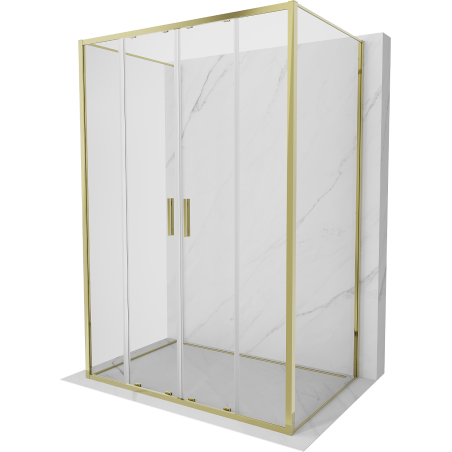 Mexen Exo-S Duo 3S tuš kabina 3-stranska drsna 140 x 90 cm, prosojna, zlata - 8152-140-090-50-00-3S