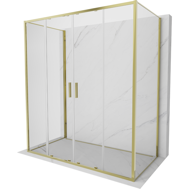 Mexen Exo-3S kabina prysznicowa 3-ścienna rozsuwana 170 x 90 cm, transparent, złota - 8152-170-090-50-00-3S