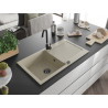 Mexen Leo Granitspüle 1-beckig mit Abtropffläche und Küchenarmatur Telma, beige - 6501-69-670200-70