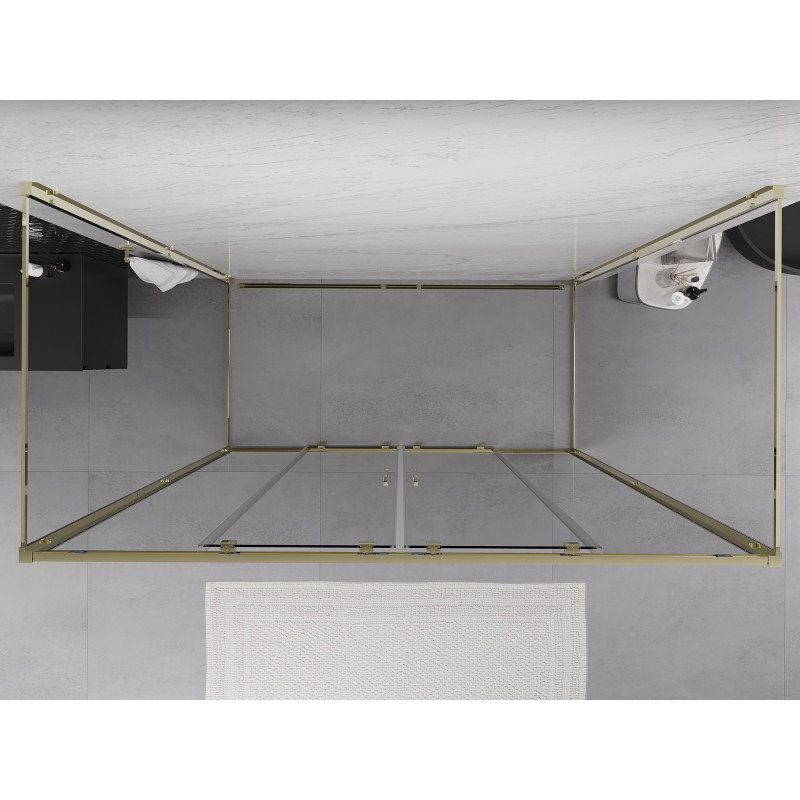 Mexen Exo-S Duo 3S kabina prysznicowa 3-ścienna rozsuwana 180 x 90 cm, transparent, złota - 8152-180-090-50-00-3S