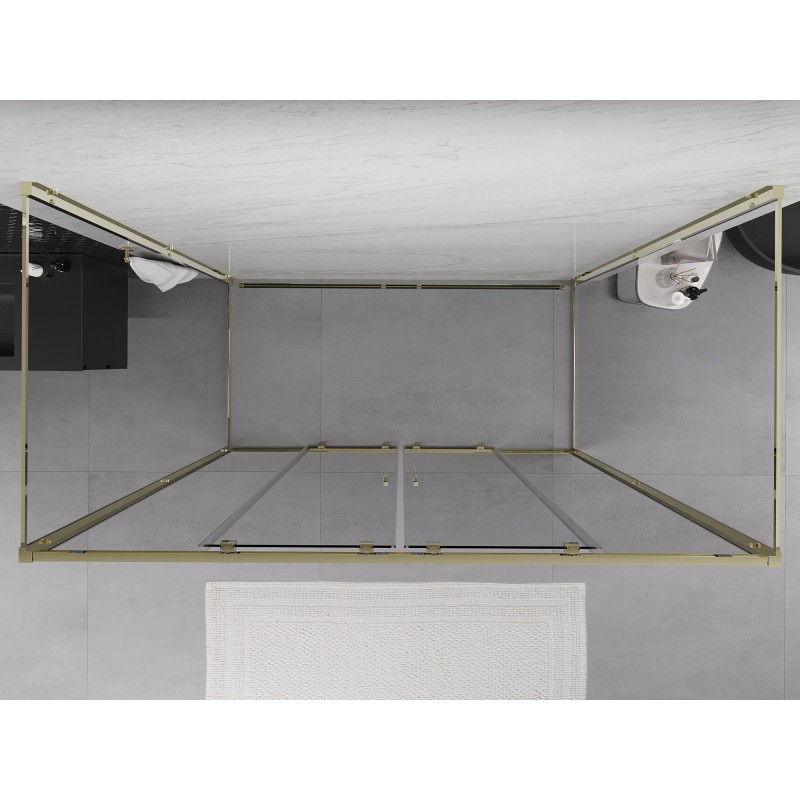 Mexen Exo-3S trīssienu bīdāmas dušas kabīne 190 x 90 cm, caurspīdīga, zelta - 8152-190-090-50-00-3S