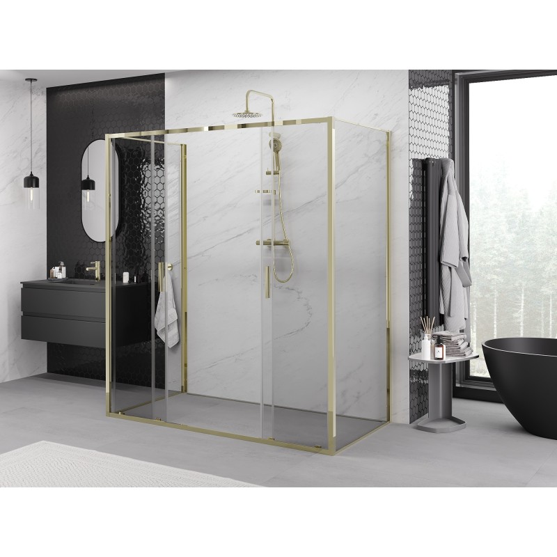 Mexen Exo-3S dušas kabīne 3 sienas bīdāmās 170 x 95 cm, caurspīdīga, zelta - 8152-170-095-50-00-3S