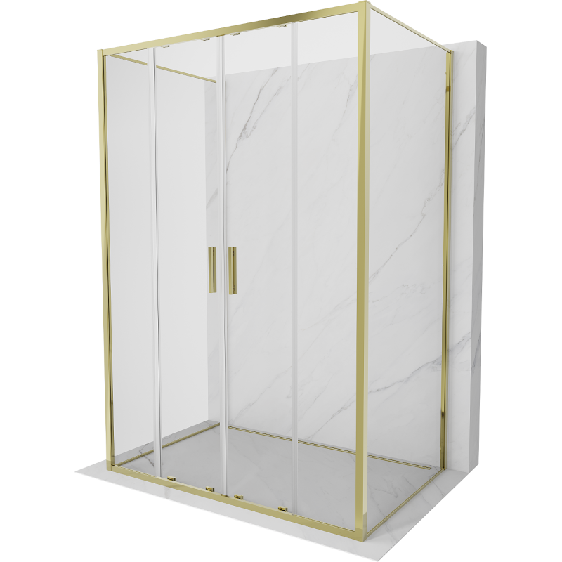 Mexen Exo-3S kabina prysznicowa 3-ścienna rozsuwana 150 x 100 cm, transparent, złota - 8152-150-100-50-00-3S