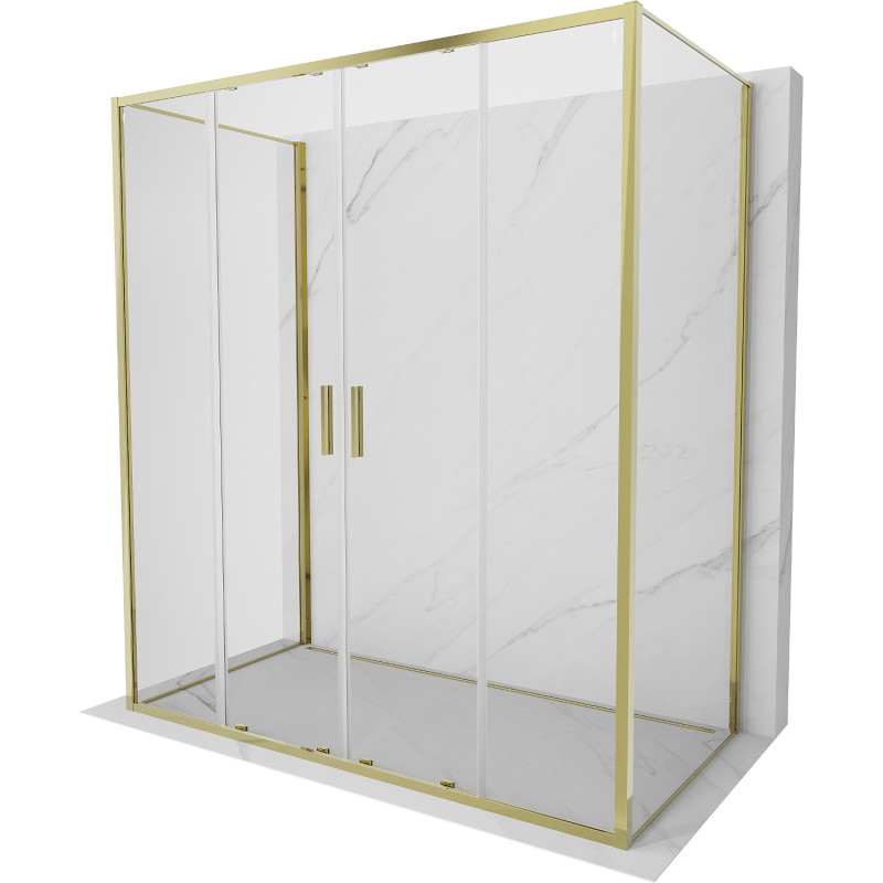 Mexen Exo-S Duo 3S kabina prysznicowa 3-ścienna rozsuwana 180 x 100 cm, transparent, złota - 8152-180-100-50-00-3S