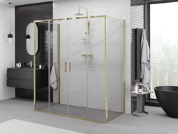 Mexen Exo-S Duo 3S cabina doccia a 3 pareti scorrevole 200 x 100 cm, trasparente, oro - 8152-200-100-50-00-3S