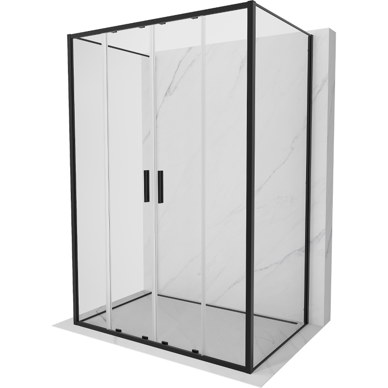 Mexen Exo-3S kabina prysznicowa 3-ścienna rozsuwana 130 x 75 cm, transparent, czarna - 8152-130-075-70-00-3S