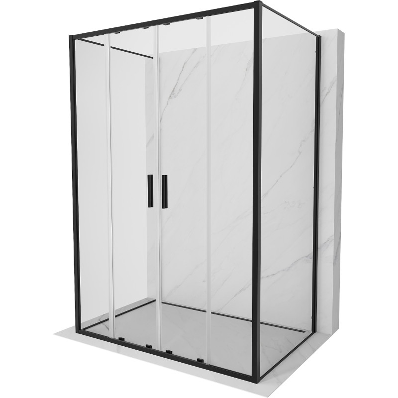 Mexen Exo-S Duo 3S 3-sienu nolaižama dušas kabīne 130 x 75 cm, caurspīdīga, melna - 8152-130-075-70-00-3S