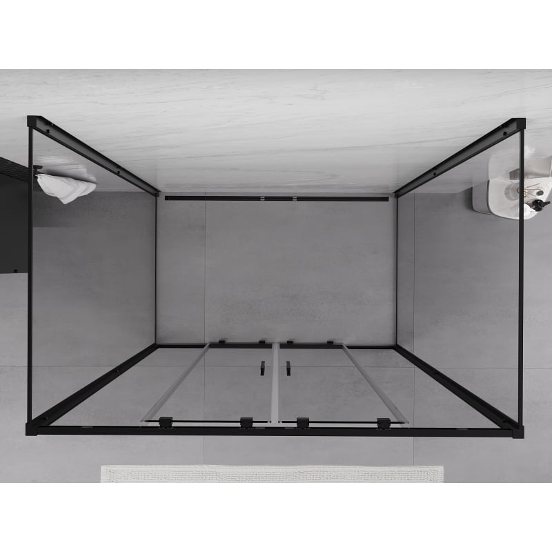 Mexen Exo-S Duo 3S 3-seitige Duschkabine zum Schieben 140 x 75 cm, transparent, schwarz - 8152-140-075-70-00-3S