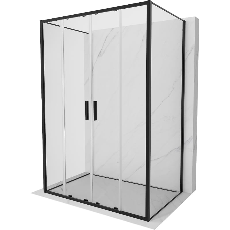 Mexen Exo-3S duschkabin 3-väggig skjutdörr 150 x 80 cm, transparent, svart - 8152-150-080-70-00-3S