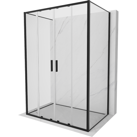 Mexen Exo-S Duo 3S cabina doccia scorrevole 3 lati 150 x 80 cm, trasparente, nero - 8152-150-080-70-00-3S