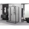 Mexen Exo-3S duschkabin 3-väggig skjutdörr 150 x 80 cm, transparent, svart - 8152-150-080-70-00-3S