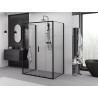Mexen Exo-3S trīsdaļīga dušas kabīne, bīdāma 150 x 80 cm, caurspīdīga, melna - 8152-150-080-70-00-3S