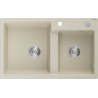 Mexen Tomas granieten gootsteen met 2 kommen 800 x 500 mm, beige, chrom sifon - 6516802000-69