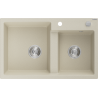 Mexen Tomas Granitspüle 2-Becken 800 x 500 mm, beige, Chrom-Siphon - 6516802000-69