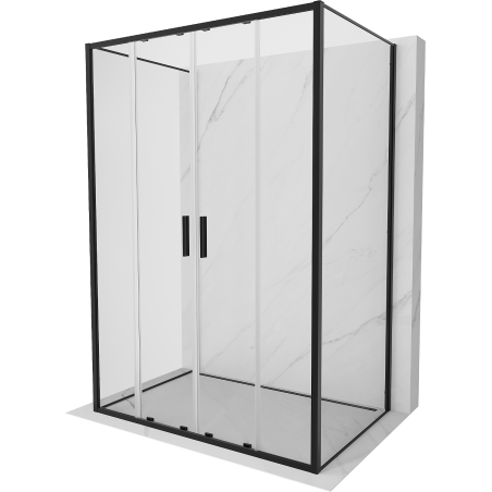 Mexen Exo-3S 3-sienas dušas kabīne, bīdāmas durvis 130 x 85 cm, caurspīdīga, melna - 8152-130-085-70-00-3S