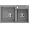 Mexen Tomas 2-Bowl Granite Sink 800 x 500 mm, Gray, Chrome Siphon - 6516802000-71