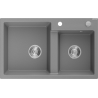 Mexen Tomas granite sink 2-bowl 800 x 500 mm, grey, chrome siphon - 6516802000-71