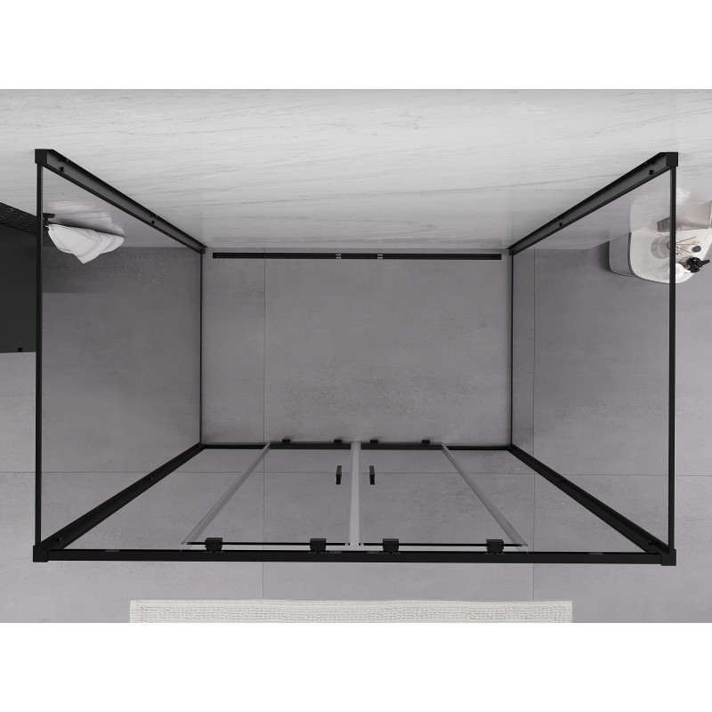 Mexen Exo-S Duo 3S duschkabin 3-väggsskjutdörr 140 x 85 cm, transparent, svart - 8152-140-085-70-00-3S