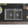 Mexen Tomas granitische spoelbak 2-komoren 800 x 500 mm, grijs, sifon chroom - 6516802000-71