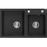 Mexen Tomas fregadero de granito de 2 compartimentos 800 x 500 mm, negro/plateado metálico, sifón cromado - 6516802000-73