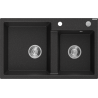 Mexen Tomas lavello in granito a 2 vasche 800 x 500 mm, nero/argento metallizzato, sifone cromato - 6516802000-73