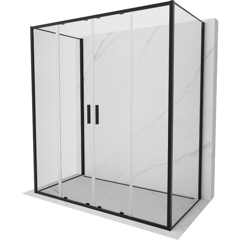 Mexen Exo-S Duo 3S cabine de douche à 3 parois coulissante 180 x 90 cm, transparente, noire - 8152-180-090-70-00-3S