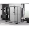 Mexen Exo-S Duo 3S kabina prysznicowa 3-ścienna rozsuwana 170 x 95 cm, transparent, czarna - 8152-170-095-70-00-3S