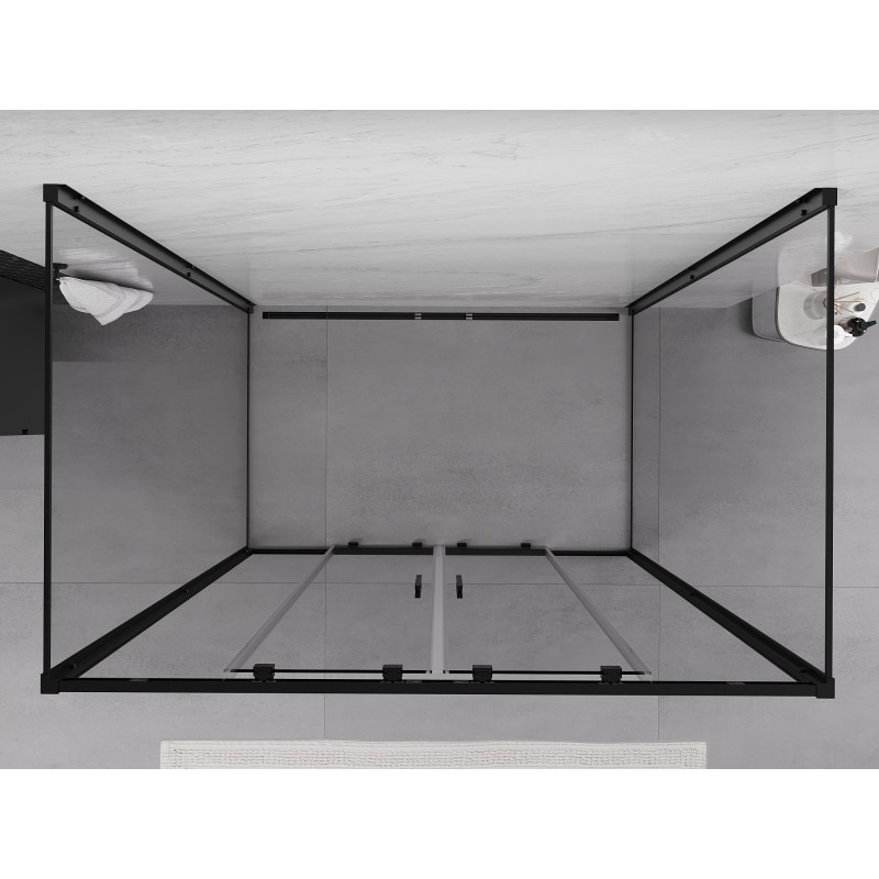 Mexen Exo-3S duša kabīne ar 3 sienām, bīdāmas durvis, 160 x 100 cm, caurspīdīga, melna - 8152-160-100-70-00-3S