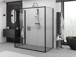 Mexen Exo-S Duo 3S cabine de douche 3 parois coulissante 170 x 100 cm, transparent, noir - 8152-170-100-70-00-3S