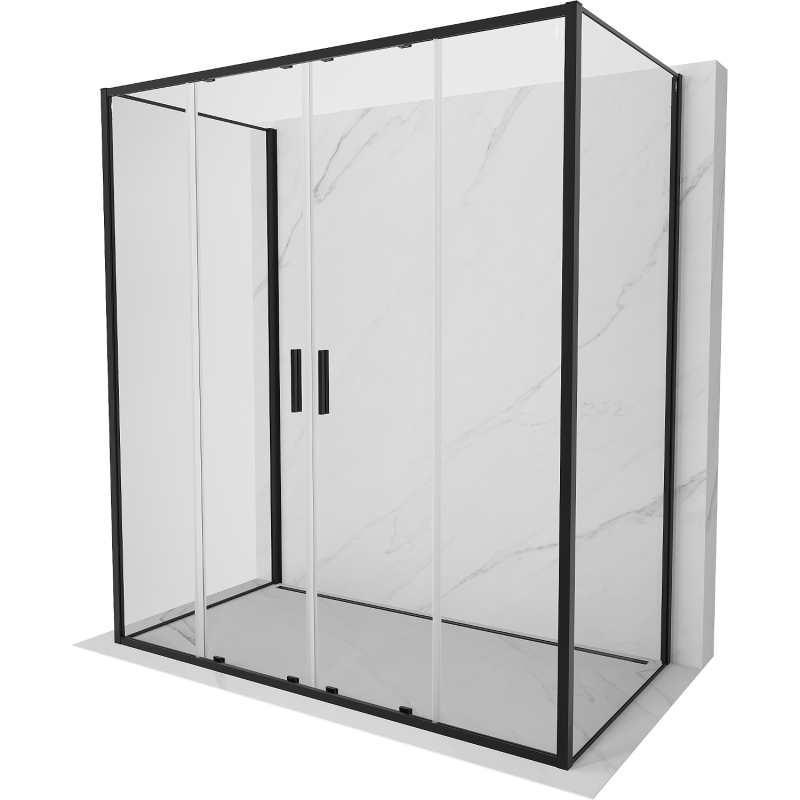 Mexen Exo-3S dušas kabīne 3-sienu bīdāmā 200 x 100 cm, caurspīdīgs, melns - 8152-200-100-70-00-3S