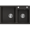 Mexen Tomas granite sink 2-bowl 800 x 500 mm, black/gold metallic, chrome siphon - 6516802000-75