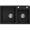 Mexen Tomas fregadero de granito 2 compartimentos 800 x 500 mm, negro, sifón cromo - 6516802000-77