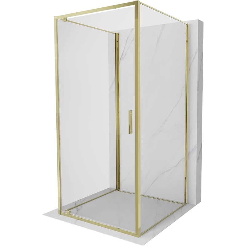 Mexen Exo-BR 3S cabina doccia a 3 lati con porta a battente 70 x 70 cm, trasparente, dorata - 8181-070-070-50-00-3S