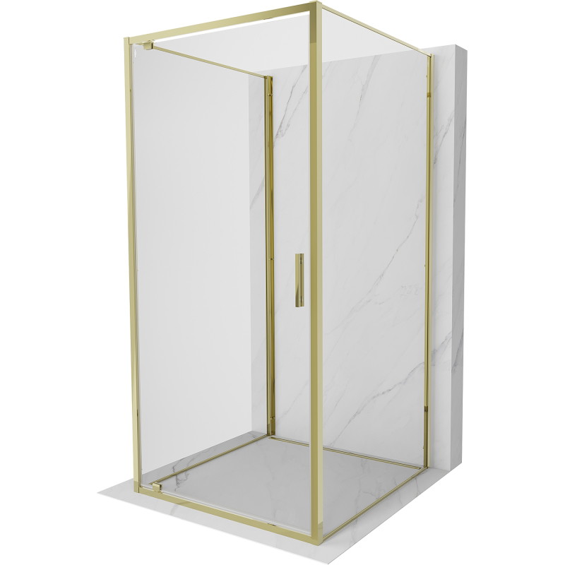 Mexen Exo-BR 3S kabina prysznicowa 3-ścienna uchylna 75 x 75 cm, transparent, złota - 8181-075-075-50-00-3S