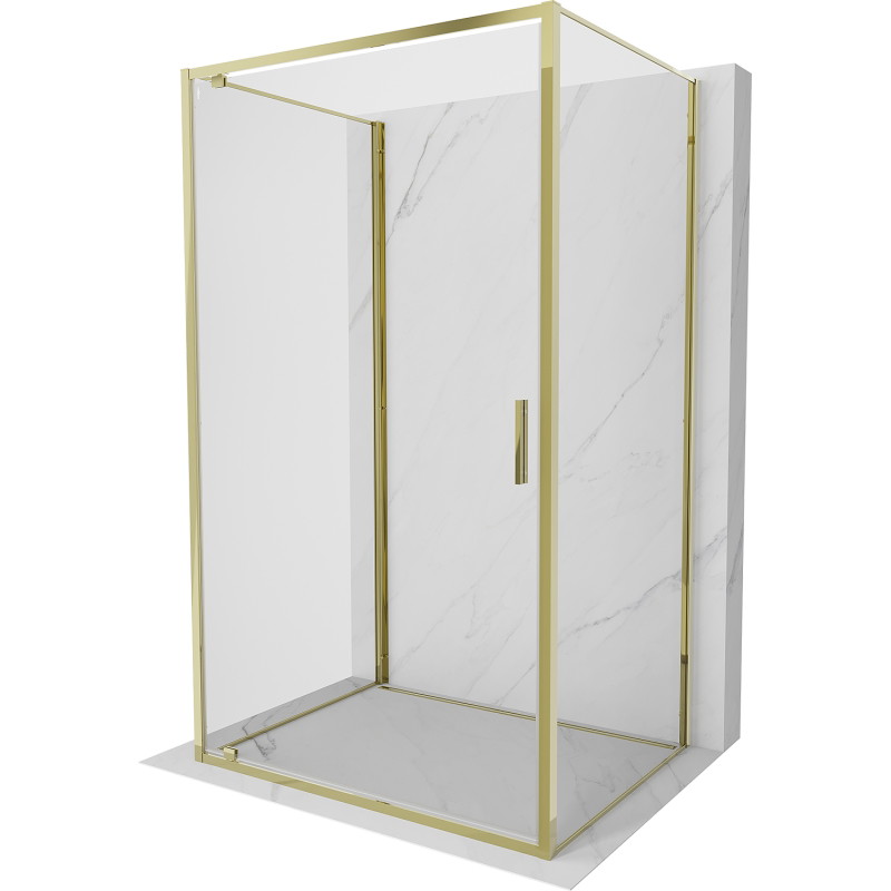 Mexen Exo-BR 3S cabina doccia a battente a 3 lati 95 x 75 cm, trasparente, oro - 8181-095-075-50-00-3S