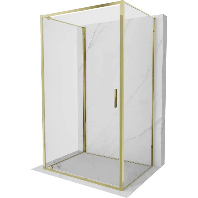 Mexen Exo-3S trīssienu dušas kabīne 75 x 85 cm, caurspīdīga, zelta - 8181-075-085-50-00-3S