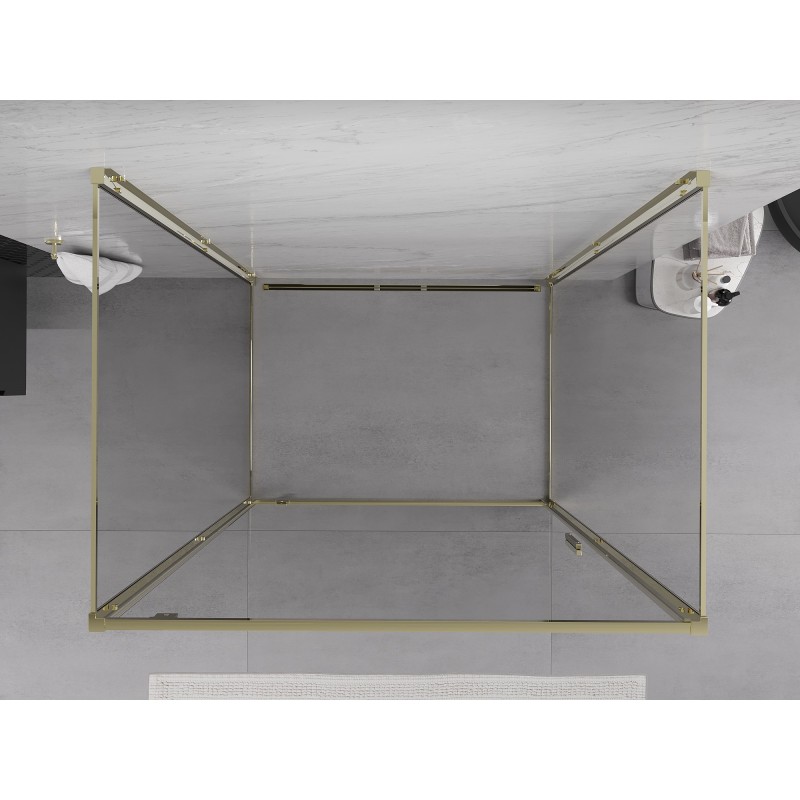 Mexen Exo-3S trīssienu dušas kabīne 75 x 85 cm, caurspīdīga, zelta - 8181-075-085-50-00-3S