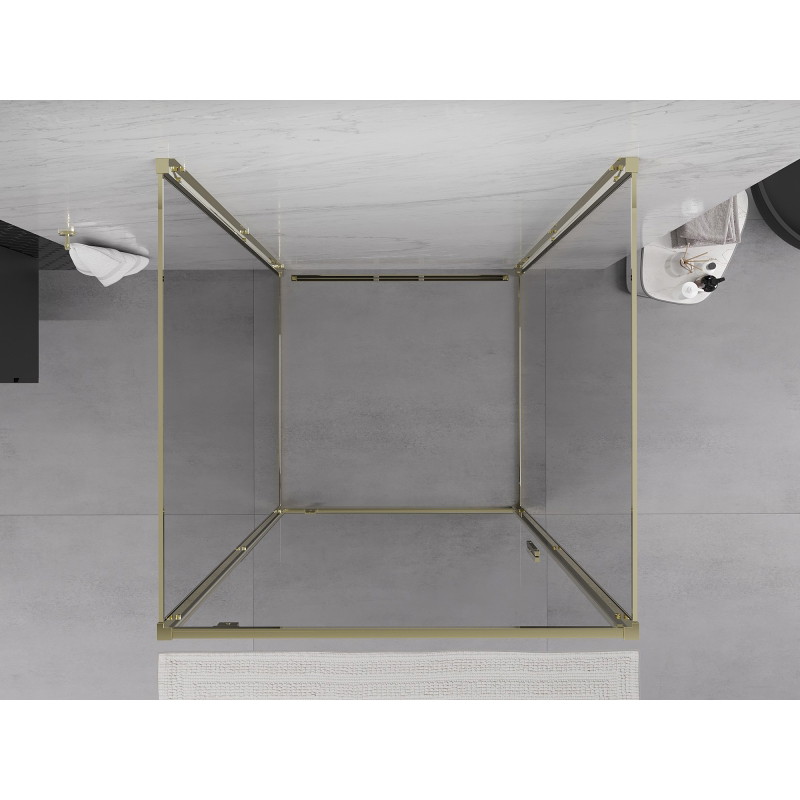 Mexen Exo-BR 3S kabina prysznicowa 3-ścienna uchylna 85 x 85 cm, transparent, złota - 8181-085-085-50-00-3S