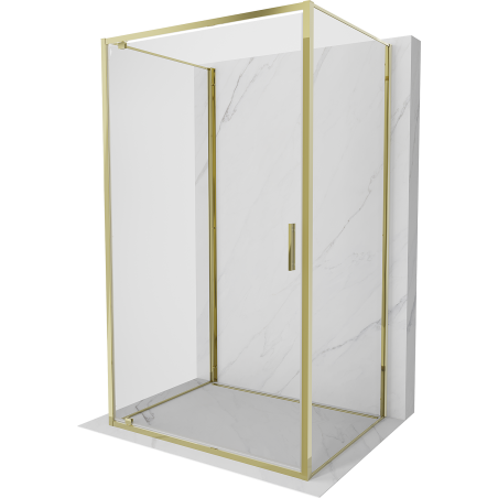 Mexen Exo-BR 3S kabina prysznicowa 3-ścienna uchylna 95 x 90 cm, transparent, złota - 8181-095-090-50-00-3S
