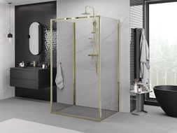 Mexen Exo-3S dušas kabīne 3-sienu atverama 95 x 90 cm, caurspīdīga, zelta - 8181-095-090-50-00-3S