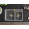 Mexen Tomas évier en granit 2 bacs 800 x 500 mm, gris, siphon doré - 6516802000-71-G