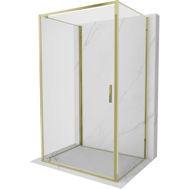 Mexen Exo-BR 3S cabina doccia a 3 lati, apribile, 80 x 95 cm, trasparente, dorata - 8181-080-095-50-00-3S