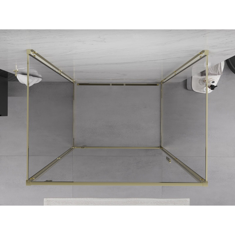Mexen Exo-3S 3-stranska tuš kabina s krilnimi vrati 100 x 95 cm, transparentna, zlata - 8181-100-095-50-00-3S