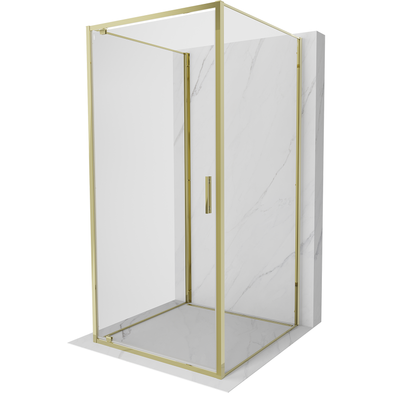 Mexen Exo-3S kabina prysznicowa 3-ścienna uchylna 100 x 100 cm, transparent, złota - 8181-100-100-50-00-3S