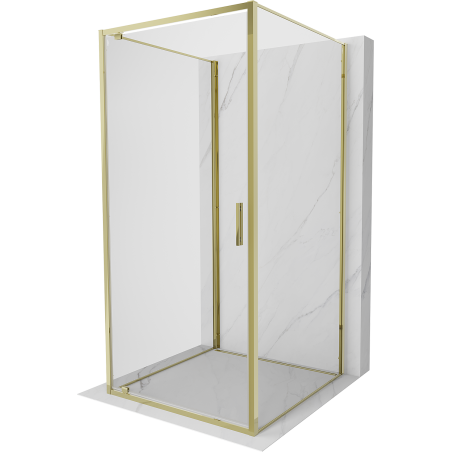 Mexen Exo-3S kabina prysznicowa 3-ścienna uchylna 100 x 100 cm, transparent, złota - 8181-100-100-50-00-3S