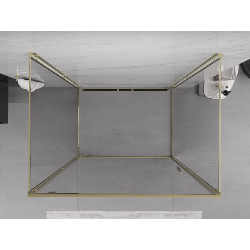 Mexen Exo-BR 3S cabina doccia 3 lati a battente 80 x 110 cm, trasparente, dorata - 8181-080-110-50-00-3S