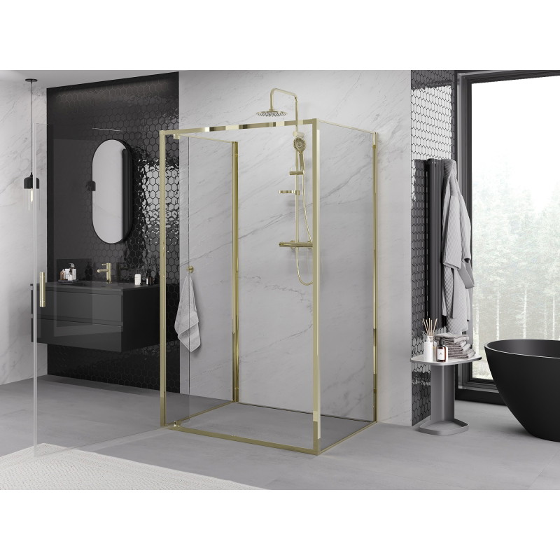 Mexen Exo-BR 3S 3-sienu nolokams duškabīne 90 x 110 cm, caurspīdīga, zelta - 8181-090-110-50-00-3S