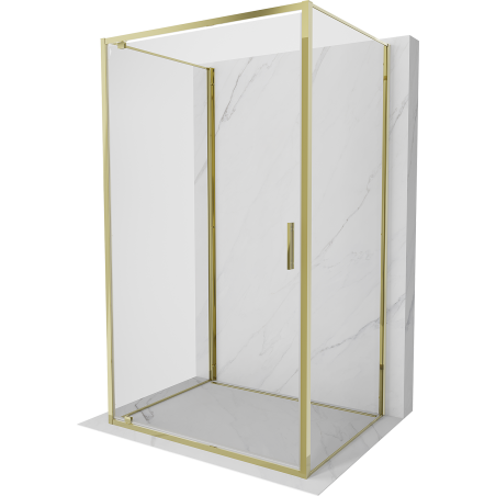 Mexen Exo-BR 3S cabine de duche de 3 paredes com porta articulada 70 x 120 cm, transparente, dourada - 8181-070-120-50-00-3S